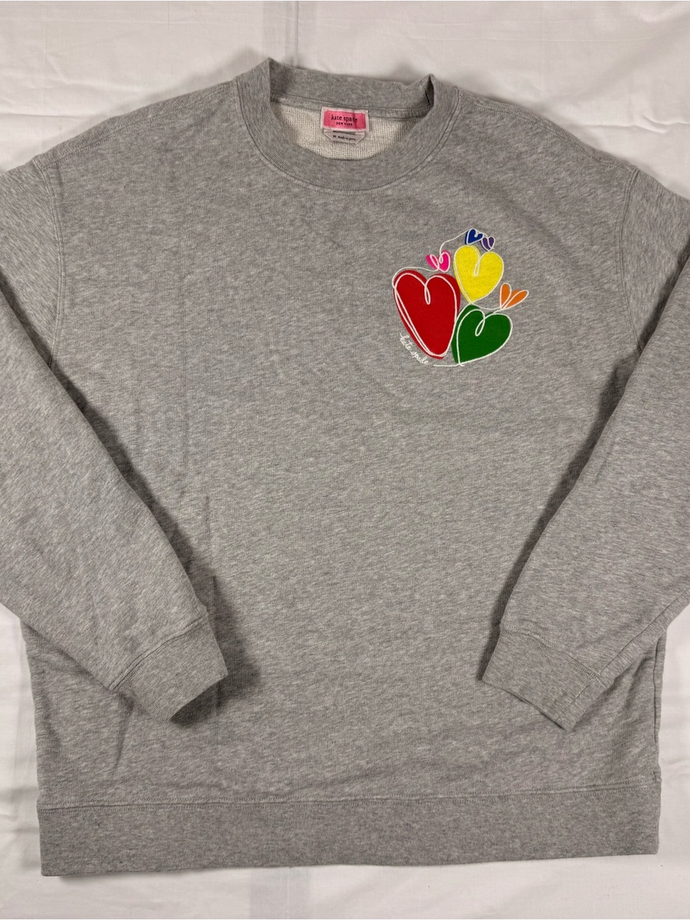 kate spade Gray Sweatshirt with Multicolor Heart Bouquet